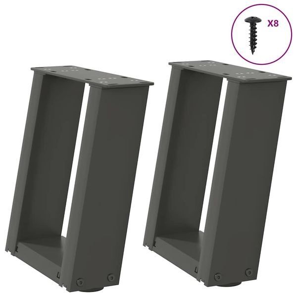 vidaXL Nohy konferenčného stolíka v tvare U, 2 ks, antracitové, 30 x (30-31) cm, oceľové