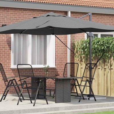 vidaXL Slnečník 351 x 250 x 260 cm Polyester a hliník Antracit