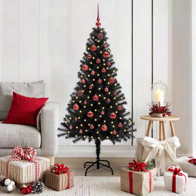 vidaXL Vianočný stromček s 150 LED-i so stojanom Čierna 150 cm PVC