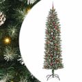vidaXL Umelý chudý vianočný strom Zelená a biela 240 cm