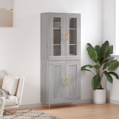 vidaXL Vysoká skrinka sivý dub sonoma 69,5x34x180 cm spracované drevo