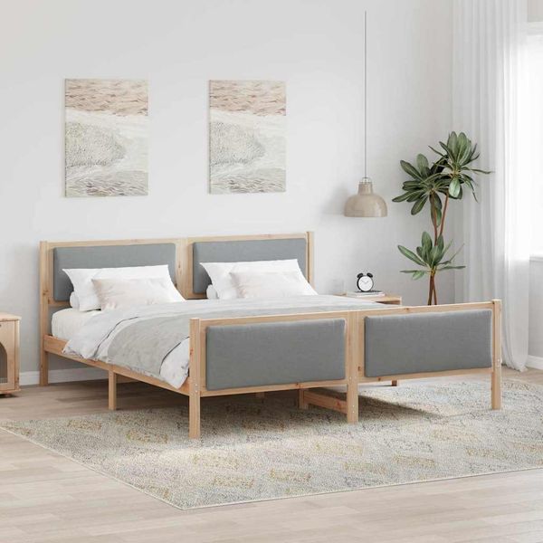 vidaXL Rám postele s čelnou doskou Svetlosivá 180 x 200 cm látka