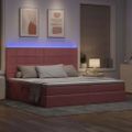 vidaXL LED úložná posteľ s matracom Ružová 200 x 200 cm Zamat