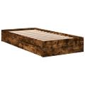 vidaXL Posteľný rám so zásuvkami dymový dub 90x190 cm kompozitné drevo