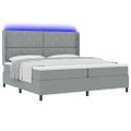 vidaXL LED box s pružinami Svetlosivá 200 x 200 cm látka