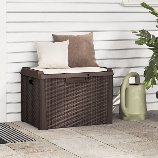 vidaXL Záhradný úložný box s podsedákom hnedý 125 l PP