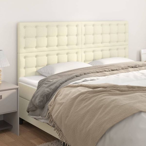 vidaXL Čelo postele krémové 200x5x118/128 cm umelá koža