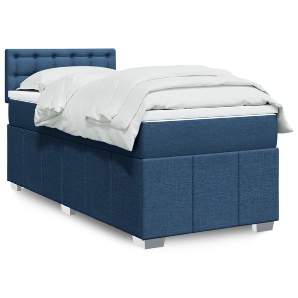 vidaXL Posteľný rám boxsping s matracom modrý 80x200 cm látka