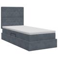 vidaXL Postel s úložným prostorem a matrací Tmavosivá 90 x 200 cm