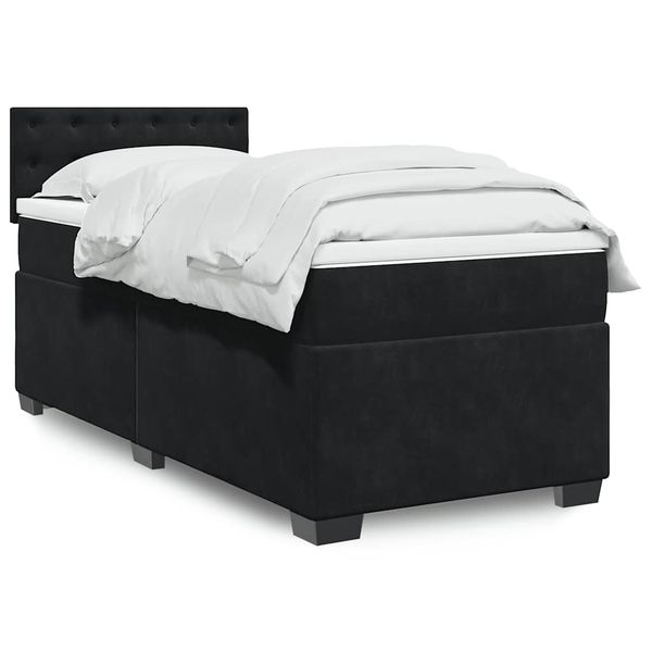 vidaXL Boxspring posteľ s matracom čierna jednolôžková zamat (iba AU)