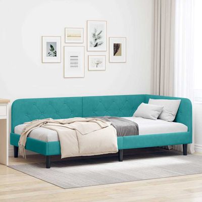 vidaXL Rohový rám postele Tyrkysová 100 x 200 cm Zamat