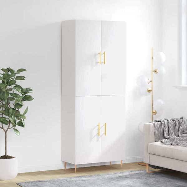 vidaXL Vysoká skrinka lesklá biela 69,5x34x180 cm spracované drevo