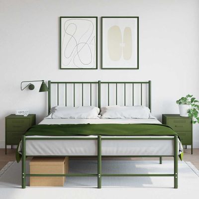 vidaXL Nočné stolíky 2 ks olivovozelené 36x39x50,5 cm oceľ