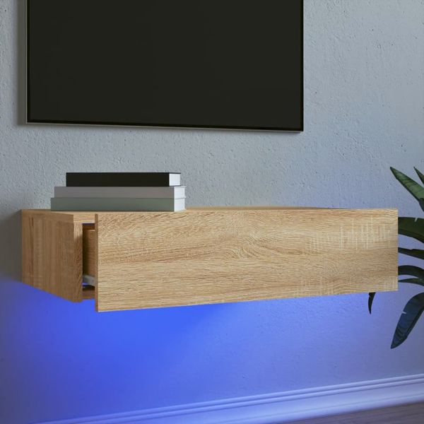 vidaXL TV skrinka s LED svetlami dub sonoma 60x35x15,5 cm