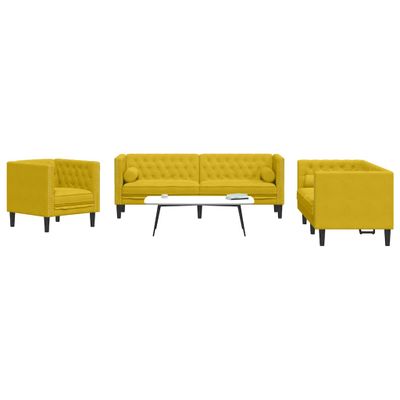 vidaXL 3-dielna súprava sedacej súpravy Chesterfield s podsedákmi, žltý zamat