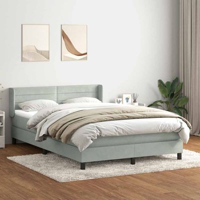 vidaXL Box Spring Posteľ s matracom Svetlosivá 160x220 cm Zamat