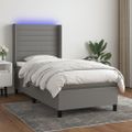 vidaXL Posteľ boxsping s matracom a LED tmavosivá 80x200 cm látka