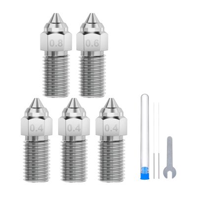Sada trysiek z tvrdenej ocele pre ELEGOO Neptune 4 / 4 Pro (0,4 mm x 3 ks, 0,6 mm x 1 ks, 0,8 mm x 1 ks)