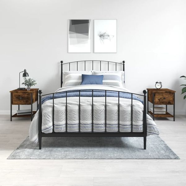 vidaXL Nočné stolíky 2 ks dymový dub 34x35,5x45 cm kompozitné drevo