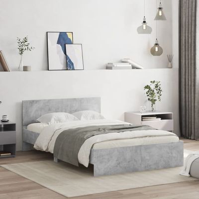 vidaXL Posteľný rám s čelom betónovo sivý 135x190 cm