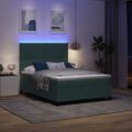 vidaXL LED box s pružinami Tmavozelená 140 x 200 cm Zamat