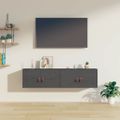 vidaXL Nástenné skrinky 2 ks sivé 60x30x30 cm masívna borovica