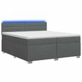 vidaXL Posteľ s boxspringom a matracom a LED Tmavosivá 200 x 200 cm