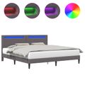 vidaXL Rám postele s LED pásikmi Sivá 180 x 200 cm Umelá koža