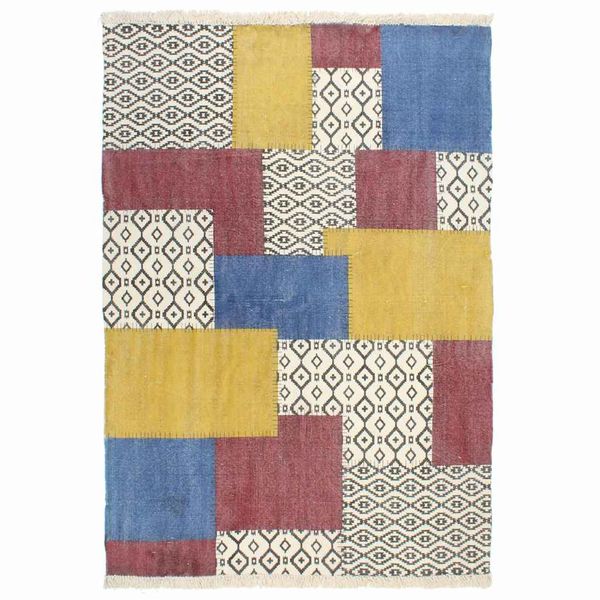 vidaXL Ručne tkaný koberec Kilim, bavlna 120x180 cm, potlač, farebný