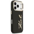 Karl Lagerfeld puzdro PU koža s logom Karl script a kovovými tlačidlami fotoaparátu pre iPhone 17 Pro čierna