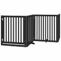 vidaXL Brána pre psa dvere sklad. 6-panel. čierna 480cm topoľové drevo