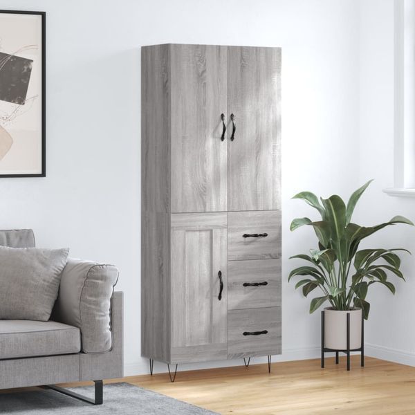 vidaXL Vysoká skrinka sivý dub sonoma 69,5x34x180 cm spracované drevo