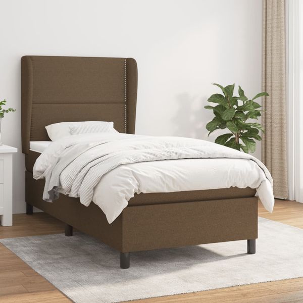 vidaXL Posteľný rám boxsping s matracom hnedý 80x200 cm látka