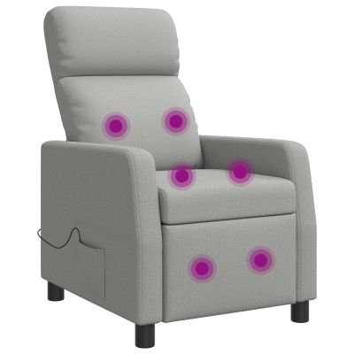 vidaXL Masážne relaxačné kreslo Oblá šedá Látka