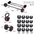 Jednoručná / obojručná variabilná činka / kettlebell HMS SGR18 PRO SET 2v1 40 kg