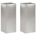 vidaXL Záhradný kvetináč 2 ks Strieborná 20 x 20 x 40 cm