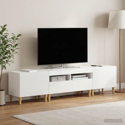 vidaXL 3-dielny LED TV stolík ARNHEM 3 ks Biela s vysokým leskom