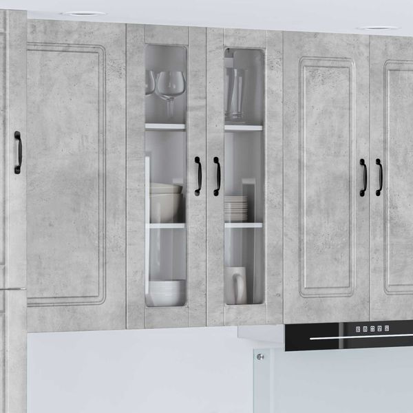 vidaXL Nástenný sklenený kabinet PORTO Betónová šedá 60 x 31 x 100 cm