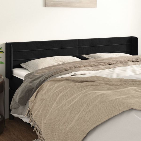 vidaXL Čelo postele so záhybmi čierne 203x16x78/88 cm zamat