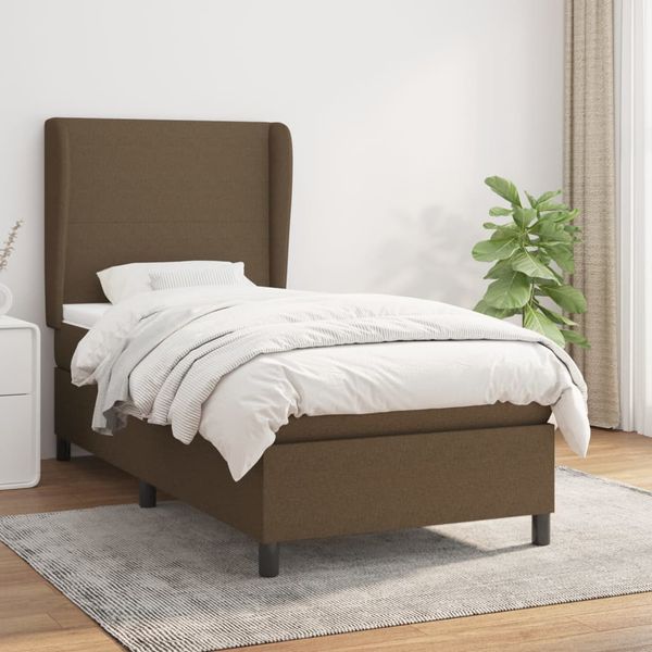 vidaXL Posteľný rám boxsping s matracom hnedý 90x200 cm látka