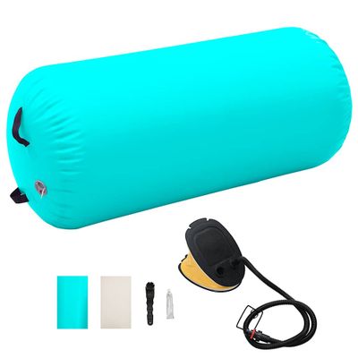 vidaXL Nafukovací gymnastický valec s pumpou 120x75 cm PVC zelený