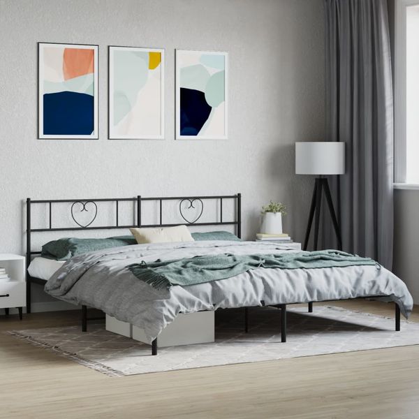 vidaXL Kovový rám postele s čelom čierny 200x200 cm