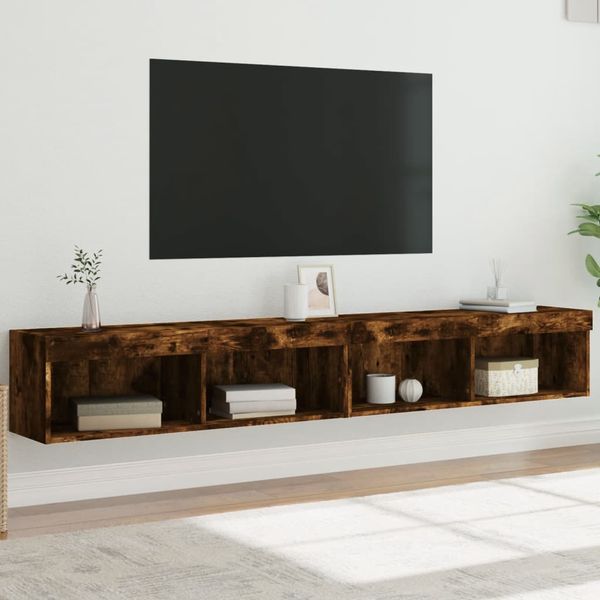 vidaXL TV skrinky s LED svetlami 2 ks dymový dub 100x30x30 cm