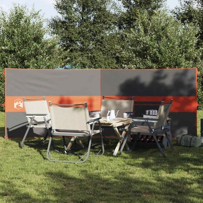 vidaXL Kempingový vetrolam sivo-oranžový 344x120 cm vodeodolný