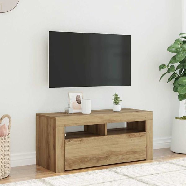 vidaXL TV skrinka s LED dub artisan 90x35x40 cm kompozitné drevo