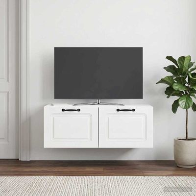 vidaXL Nástenná TV skrinka Biela s vysokým leskom 78,5 x 41 x 30 cm