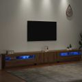 vidaXL TV skrinka s LED svetlami, dubový drevený remeselník, 300x35x40 cm, umelé drevo