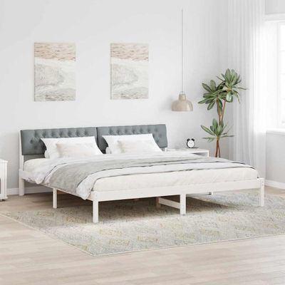 vidaXL Rám postele Biela a svetlosivá 200 x 200 cm Borovicový masív