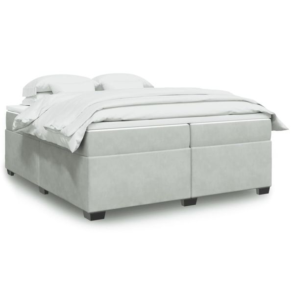 vidaXL Posteľný rám boxsping s matracom bledosivý 200x200 cm zamat