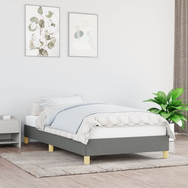 vidaXL Posteľ bez matraca tmavosivá 100x200 cm látka